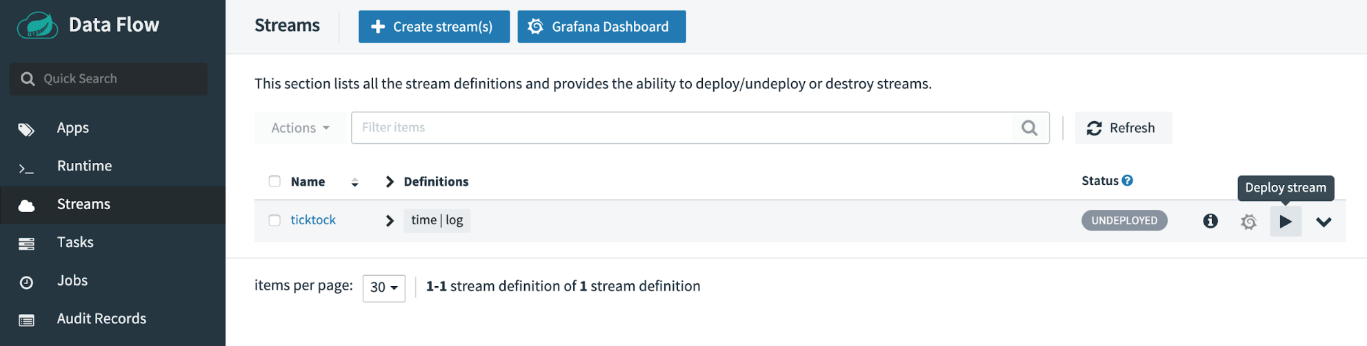 Spring Cloud Data Flow | Streams | Grafana Dashboard|1982x503