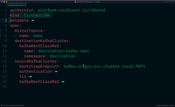 Declarative cluster link management with Confluent for Kubernetes