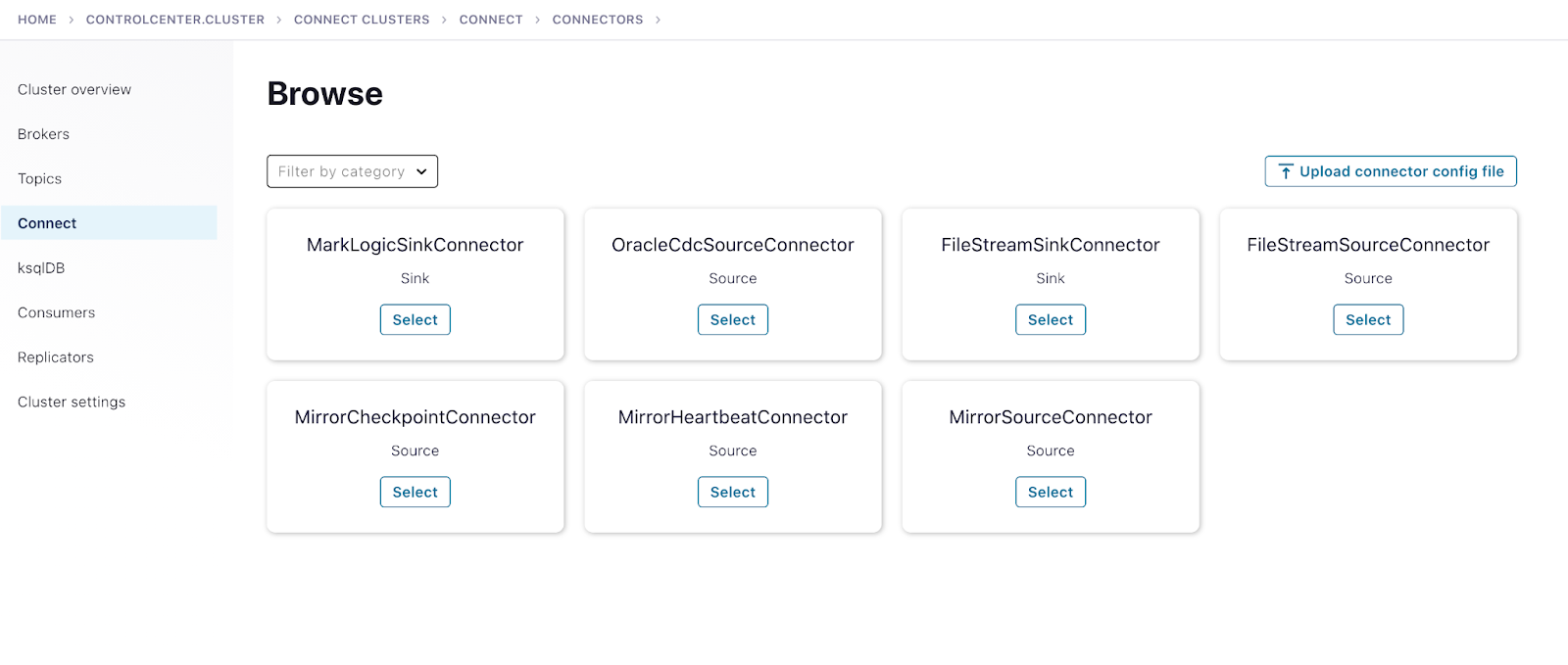 Control Center shows the deployed Oracle CDC and MarkLogic connectors
