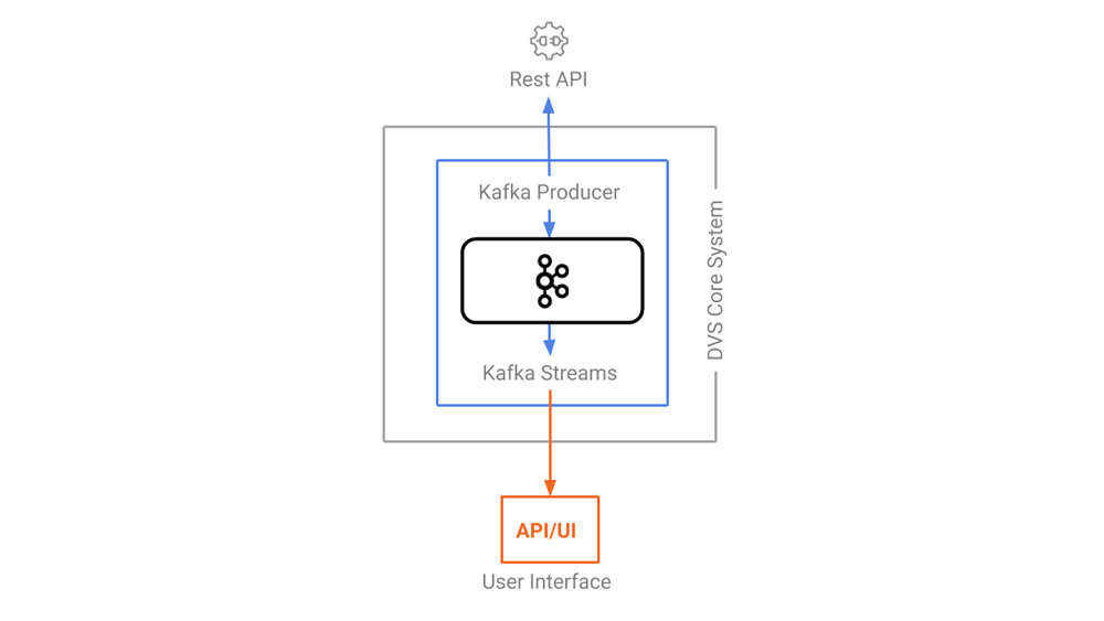 DVS architecture with arrows showing the direction of the dataflow