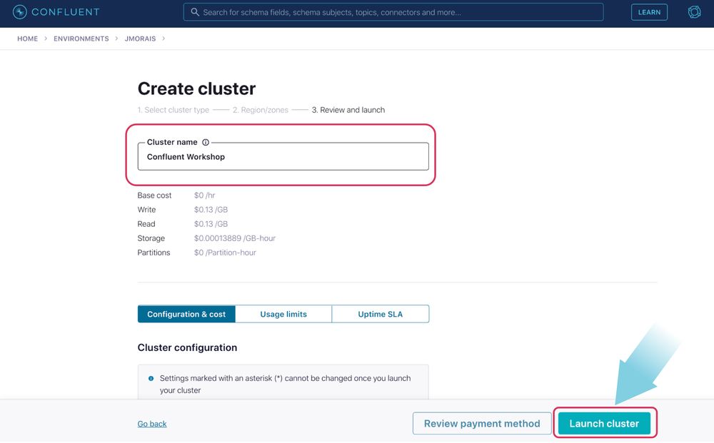Enter a name for your cluster