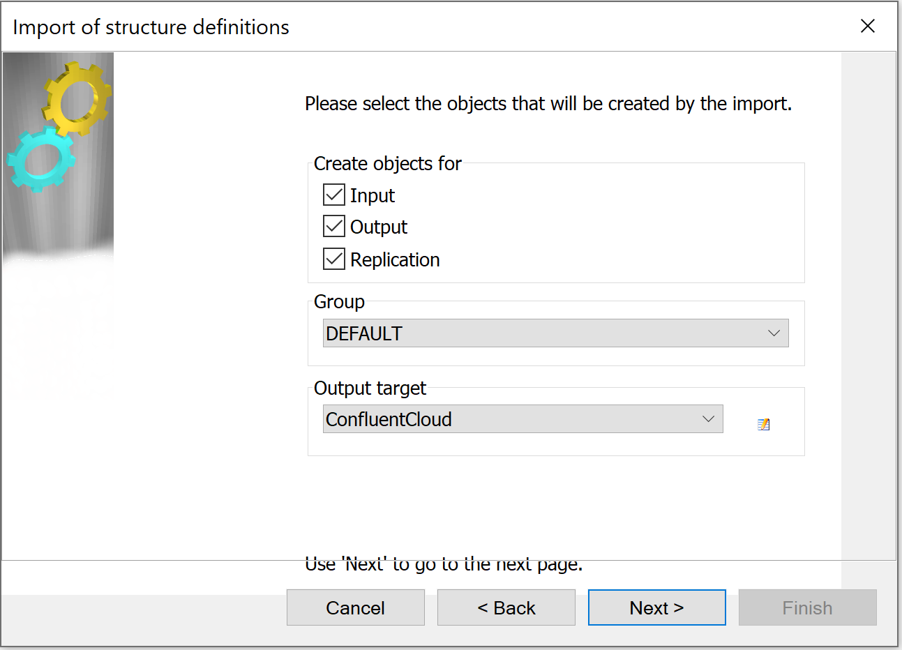 Import of structure definitions