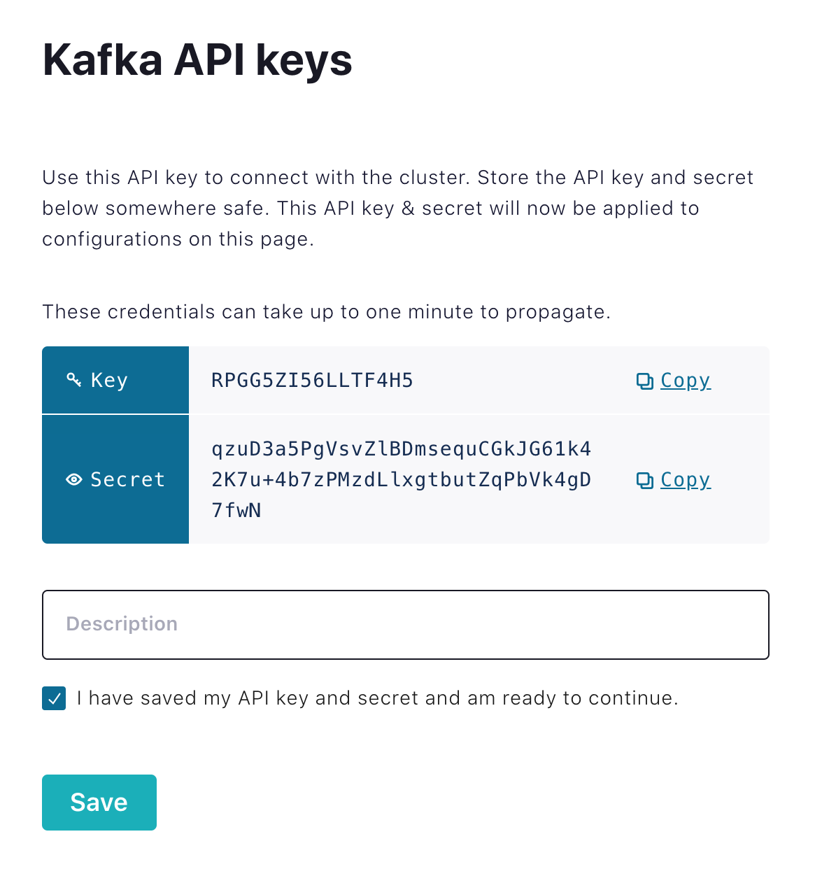 Kafka API keys | Secret