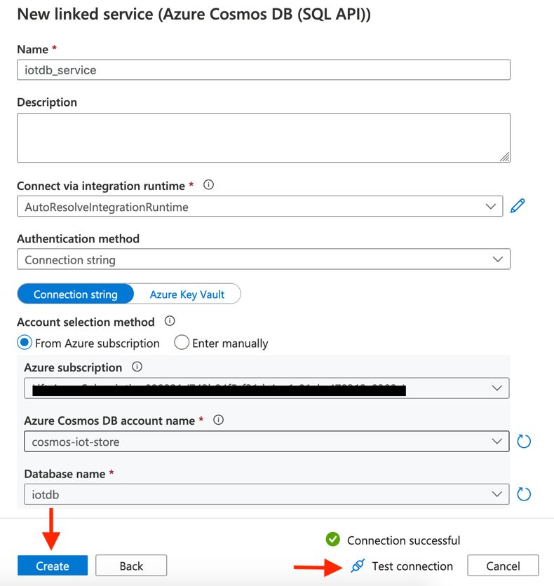 Create a linked service for Azure Cosmos DB