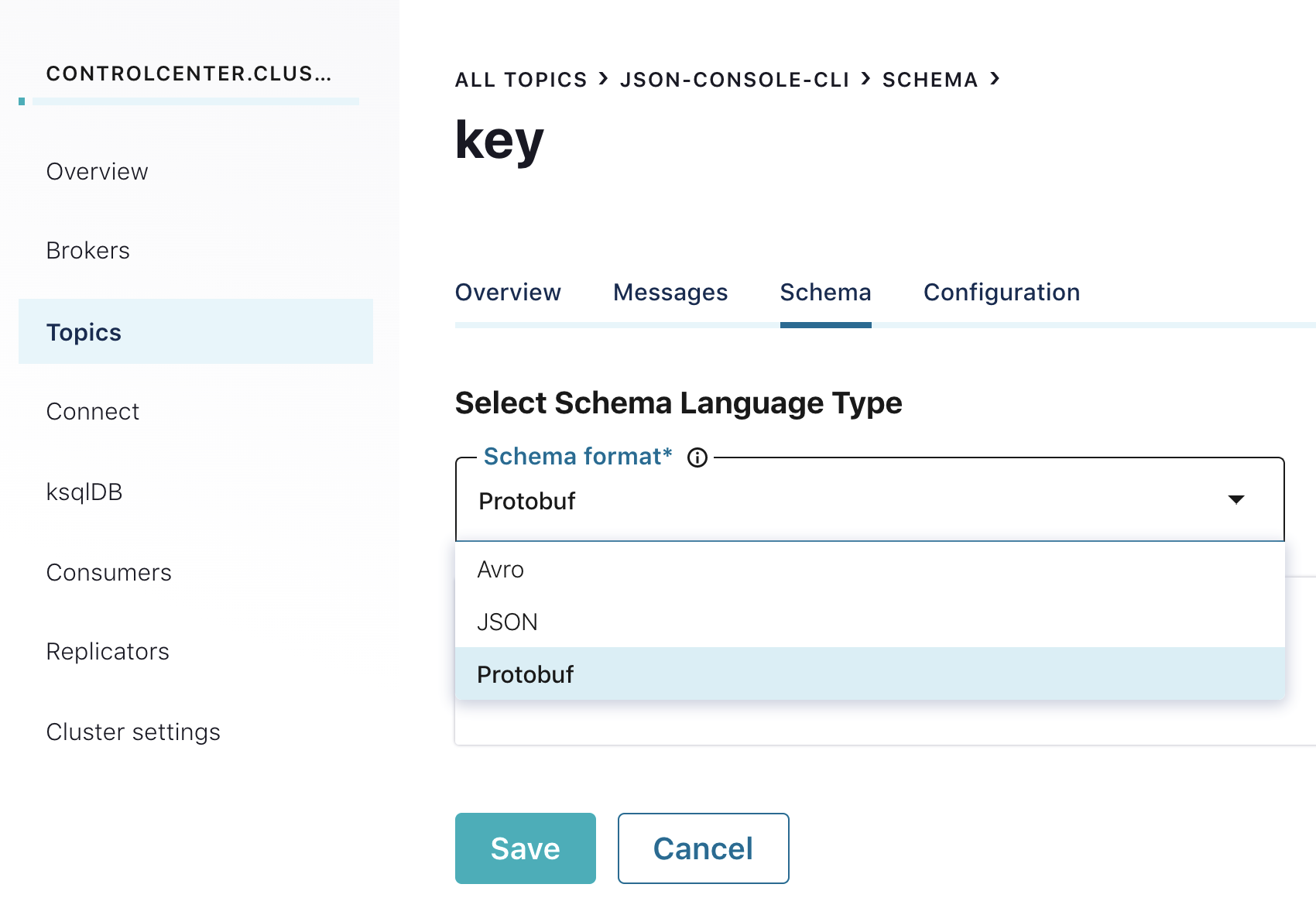 Select Schema Language Type | Schema Format*