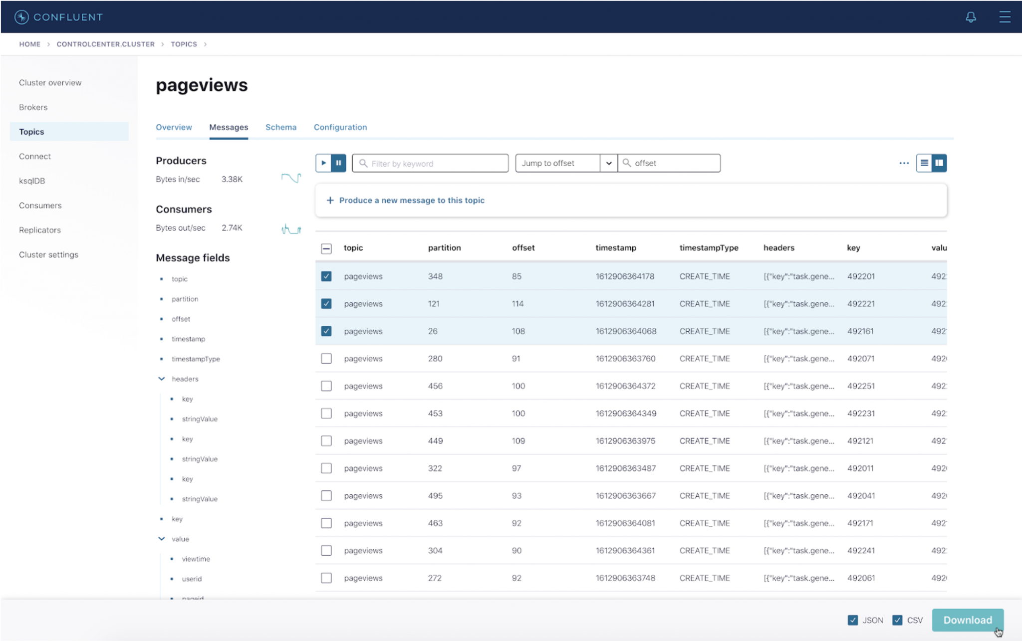 How to Export and Analyze Kafka Messages in Control Center