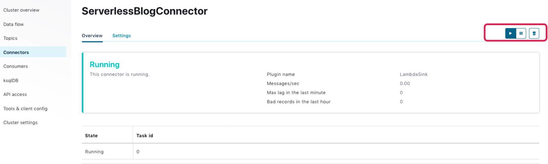 ServerlessBlogConnector | Overview | Running