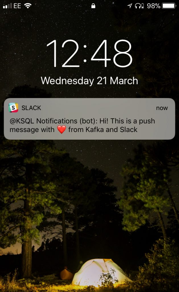 KSQL notification on iPhone