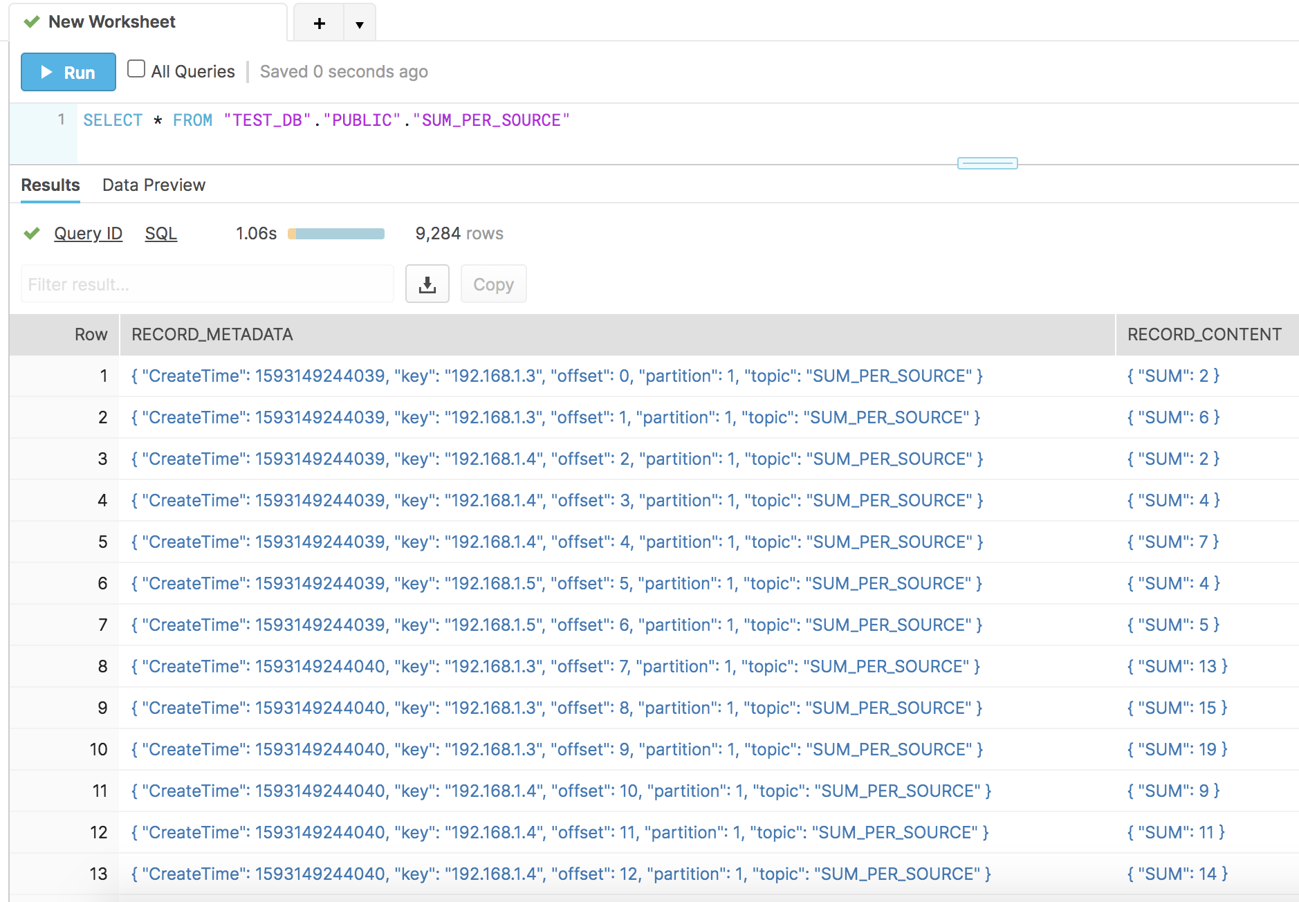 SUM_PER_SOURCE table records