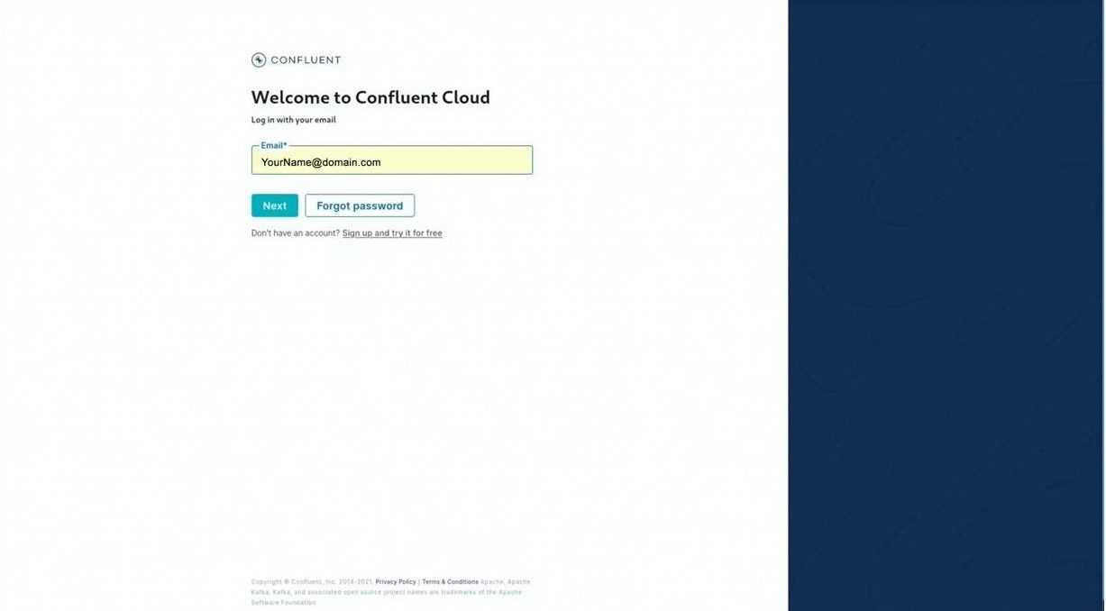 Confluent Cloud welcome page